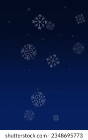 Fondo azul del vector de nieve blanca. Nueva Ilustración De Copo De Nieve. Diseño de magia gris. Fiesta de la nevada en el cielo.