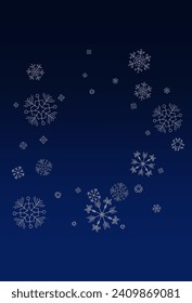 White Snow Vector Blue Background. Fantasy Snowflake Design. Gray New Wallpaper. magic Snowfall Texture.