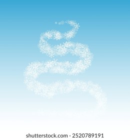 White Snow Vector Blue Background. Abstract Snowfall Card. Silver Falling Texture. New Snowflake Backdrop.