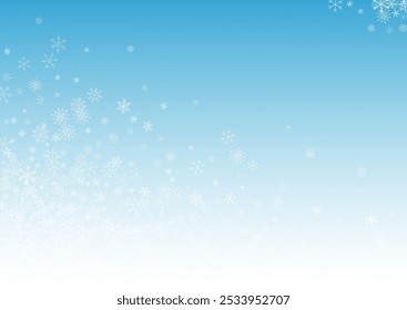 Fondo azul del Vector blanco de la nieve. Nuevo diseño de nevadas. Patrón mágico de plata. Textura Abstractas del copo de nieve.