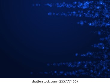White Snow Vector Blue Background. Glow Glow Flake Design. Christmas Stars Banner. Elegant Snowstorm Invitation.