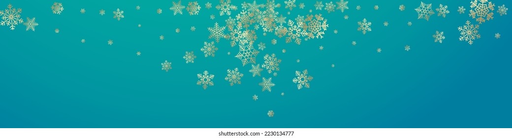White Snow Vector Bronze Panoramic Background. Fantasy Gray Snowflake Design. Snowfall Xmas Wallpaper.