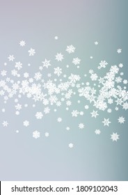 White Snow Vector Gray Background. Fantasy Snowfall Holiday. Gray Abstract Pattern. Sky Snowflake Wallpaper.