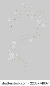 White Snow Vector Grey Background. Abstract Snowflake Holiday. Silver Holiday Backdrop. Xmas Snowfall Transparent.