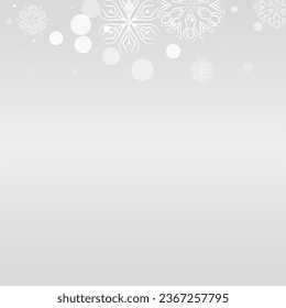 White Snow Vector Grey Background. Abstract Snowflake Card. Gray Holiday Design. Sky Snowfall Banner.
