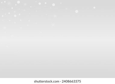 White Snow Vector Grey Background. Falling Snowflake Wallpaper. Gray Light Banner. Xmas Snowfall Card.