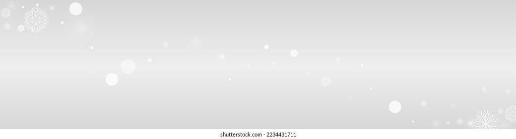 White Snow Vector Grey Panoramic Background. magic Snowflake Texture. Silver Christmas Holiday. Falling Snowfall Illustration.