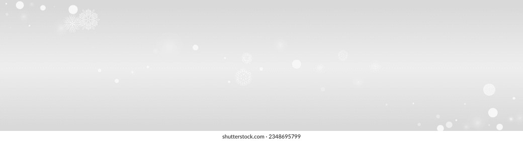 White Snow Vector Grey Panoramic Background. magic Snowflake Illustration. Gray Winter Pattern. Fantasy Snowfall Backdrop.