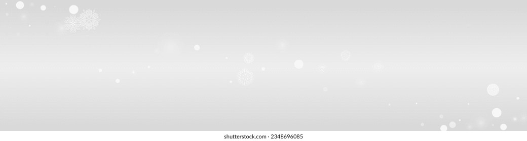 Fondo Panorámico Gris Vector de Nieve Blanca. Ilustración mágica de copo de nieve. Patrón de invierno gris. Fantasía: El telón de fondo de la nevada.