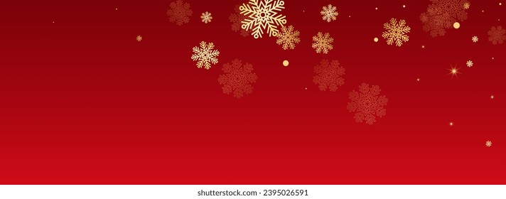 White Snow Vector Panoramic Red Background. Holiday Snowfall Backdrop. Silver Christmas Illustration. magic Snowflake Texture.