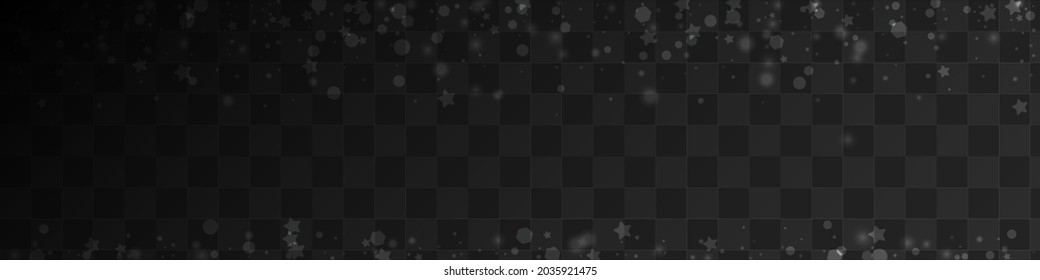 White Snow Vector Panoramic Transparent Background. Light Snowflake Backdrop. Gray Abstract Card. magic Snowfall Wallpaper.
