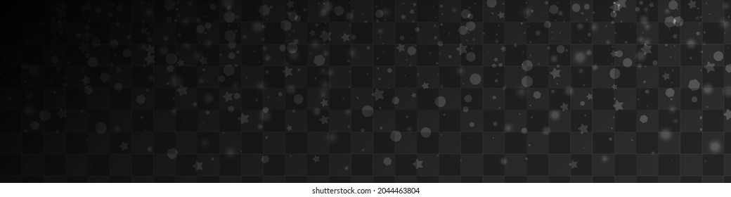 White Snow Vector Panoramic Transparent Background. Abstract Snowfall Pattern. Silver Holiday Illustration. Sky Snowflake Texture.