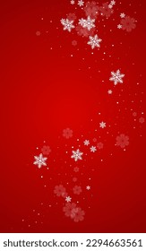 White Snow Vector Red Background. Winter Snowflake Texture. Gray New Illustration. Falling Snowfall Banner.