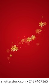 White Snow Vector Red Background. Light Snowflake Backdrop. Gray New Card. Falling Snowfall Pattern.