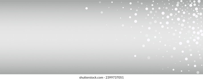 White Snow Vector Silver Panoramic Background. Sky Snowfall Card. Gray Fantasy Backdrop. Abstract Blizzard Texture.
