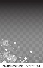 White Snow Vector Transparent Background. magic Snowflake Texture. Silver Abstract Design. Fantasy Snowfall Holiday.