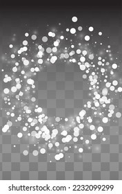 White Snow Vector Transparent Background. Fantasy Snowfall Design. Gray Light Backdrop. Xmas Snowflake Illustration.