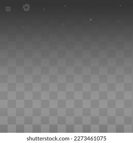 White Snow Vector Transparent Background. Sky Snowfall Design. Gray magic Wallpaper. Christmas Snowflake Backdrop.