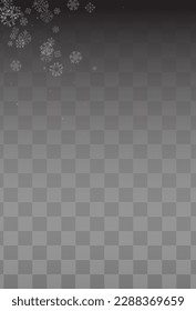 White Snow Vector Transparent Background. Winter Snowfall Illustration. Silver Fantasy Pattern. Abstract Snowflake Design.