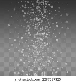 White Snow Vector Transparent Background. Abstract Gray Snowfall Design. Snowflake Light Card.