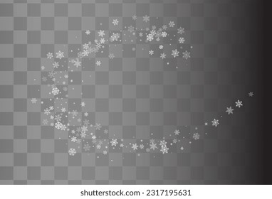 White Snow Vector Transparent Background. magic Gray Snowflake Backdrop. Snowfall Christmas Card.