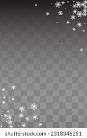 White Snow Vector Transparent Background. Christmas Silver Snowflake Card. Snowfall Falling Holiday.