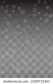 White Snow Vector Transparent Background. New Snowfall Holiday. Silver Holiday Card. Light Snowflake Texture.