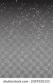 White Snow Vector Transparent Background. Abstract Silver Snowflake Illustration. Snowfall Sky Design.