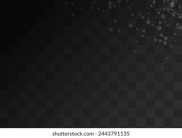 White Snow Vector Transparent Background. Winter Snowfall Holiday. Silver New Backdrop. Fantasy Snowflake Texture.