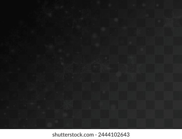 White Snow Vector Transparent Background. New Snowflake Illustration. Silver Fantasy Design. Abstract Snowfall Card.