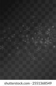 White Snow Vector Transparent Background. Fantasy Snowflake Design. Gray Abstract Card. Sky Snowfall Holiday.