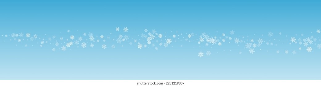 White Snow Vector Transparent Panoramic Background. Fantasy Gray Snowflake Banner. Snowfall Xmas Texture.