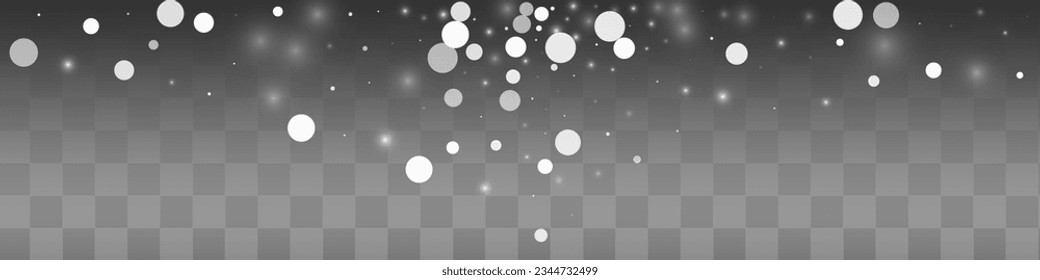 White Snow Vector Transparent Panoramic Background. Abstract Snowflake Holiday. Gray New Texture. Light Snowfall Pattern.