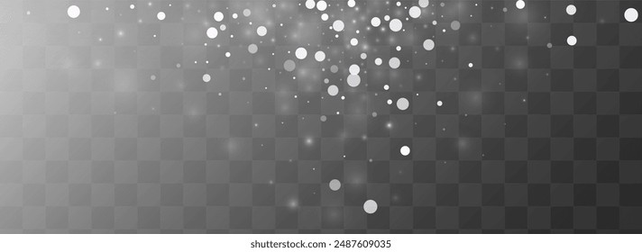 White Snow Vector Transparent Panoramic Background. Xmas Snowflake Design. Winter Holiday Wallpaper. Magic Snowfall Illustration.
