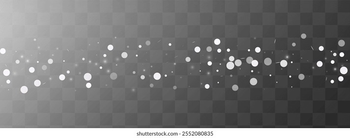White Snow Vector Transparent Panoramic Background. Xmas Snowfall Backdrop. Gray Fantasy Holiday. New Blizzard Texture.