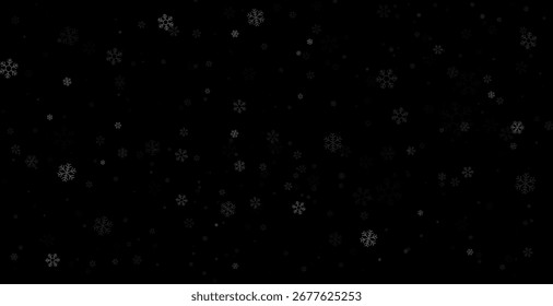 White snowfall texture isolated on dark background, realistic winter overlay PNG. Vector illustration. Christmas Snow design. Magical Christmas