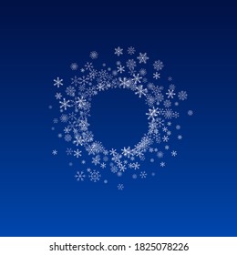Fondo azul del vector de nevada blanco. Nueva tarjeta de copo de nieve. Patrón de navidad gris. Resumen de fondo de escritorio de nieve.