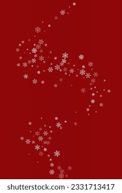 White Snowfall Vector Burgundy Background. Xmas Silver Snowflake Holiday. Snow Light Banner.