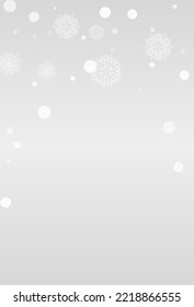 White Snowfall Vector Grey Background. New Snow Backdrop. Gray Xmas Illustration. Abstract Snowflake Card.