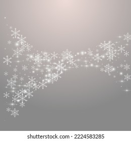 White Snowfall Vector Grey Background. Grey Glow Confetti Pattern. Minimal Snowflake Card. Festive Snow Wallpaper.