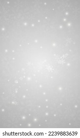 White Snowfall Vector Grey Background. Fantasy Snowflake Wallpaper. Silver Light Design. Holiday Snow Pattern.