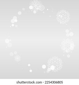 White Snowfall Vector Grey Background. Falling Snow Card. Silver New Banner. Holiday Snowflake Texture.