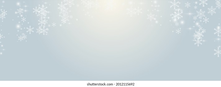 White Snowfall Vector Panoramic Transparent Background. Overlay Magic Confetti Texture. Falling Snowstorm Backdrop. Bokeh Snowflake Wallpaper.
