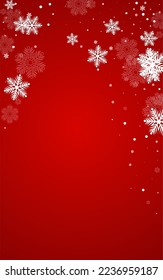 White Snowfall Vector Red Background. Xmas Snow Pattern. Gray Winter Banner. Holiday Snowflake Backdrop.