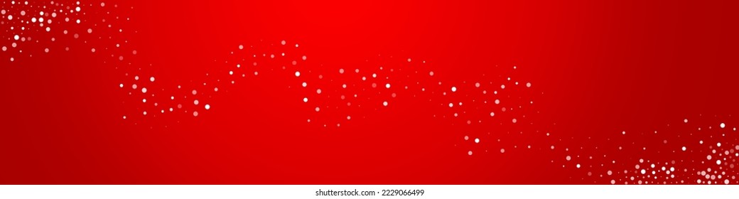 White Snowfall Vector Red Panoramic Background. Winter Gray Snowflake Design. Snow Sky Backdrop.