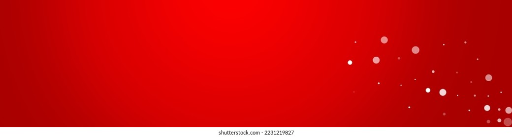 White Snowfall Vector Red Panoramic Background. Light Gray Snowflake Illustration. Snow Winter Wallpaper.