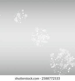 White Snowfall Vector Silver Background. Holiday Snow Transparent. Light New Illustration. Magic Blizzard Pattern.