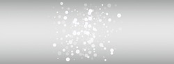 White Snowfall Vector Silver Panoramic Background. Magic Snow Design. Winter Christmas Pattern. Fantasy Snowflake Transparent.
