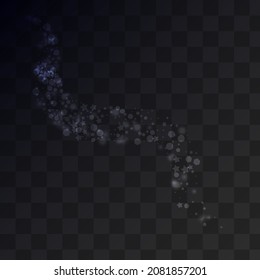White Snowfall Vector Transparent Background. magic Snowflake Pattern. Gray Fantasy Illustration. Light Snow Banner.