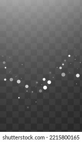 White Snowfall Vector Transparent Background. Xmas Blizzard Holiday. Gray New Pattern. Holiday Snowflake Illustration.